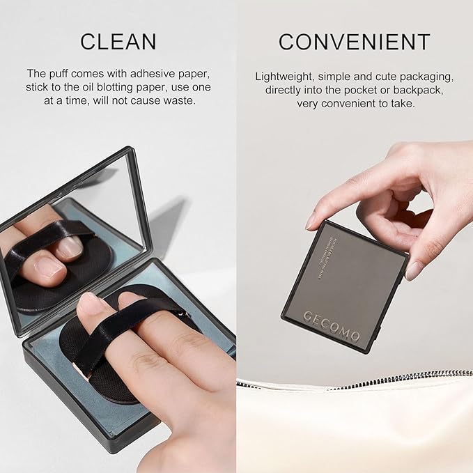 KYDA 200 Sheets Bamboo Charcoal Oil Blotting Paper with Mirror and Puff, Refills Included, Face Oil Absorbing Sheets, Makeup Friendly Oil Control Paper, Travel Size Oil Control Film-VivaGrace Women