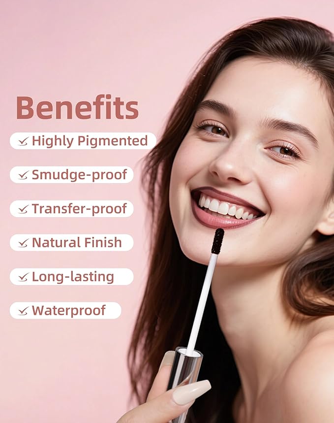 KIMUSE Peel Off Lip Stain, Long Lasting Lip Stain Peel Off with Tweezer, Waterproof Lip Liner Stain, Transfer-Proof, Highly Pigmented Color, Matte Finish-VivaGrace Women