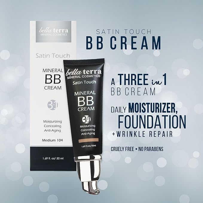 Bellaterra Cosmetics BB Cream - Tinted Moisturizer, Mineral Foundation Makeup, Medium 104 | Skin Perfector, 1.69 oz-VivaGrace Women