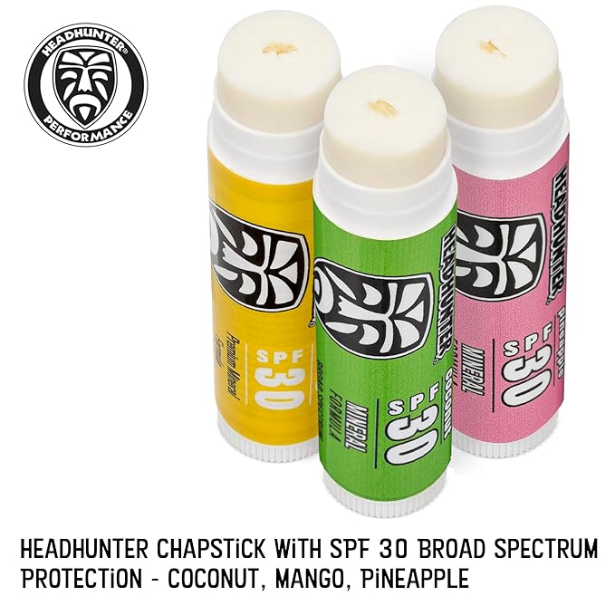 Headhunter Sport Chapstick Sunscreen SPF 30, Natural Mineral Waterproof Lip Balm For Sun Protection, Ultra Solar Defense - Reef Safe Sunblock Chap Stick, 3 Flavors - Coconut, Pineapple, Mango (6 Pack)-VivaGrace Women