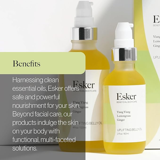 ESKER Natural Uplifting Belly Oil | (2.0oz) | Plant-Based Formulated with Antioxidants Promoting Deep Hydration and Cell Regeneration | Skin Stays Nourished and Resilient During Pregnancy-VivaGrace Women