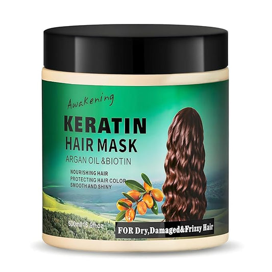 Hair Mask Deep Treatment Conditioner Collagen Protein Argan Oil Biotin Repair For Dry Damaged Frizzy Curly All Hair Types(16.9 Fl Oz/500ml) (keratin)-VivaGrace Women