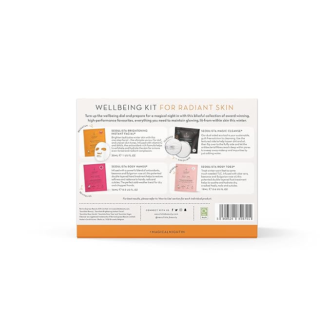 RADIANT Gifting Bundle | BRIGHTENING SHEET MASK | Rosy Toes - Foot Mask Instant Pedciure | Rosy Hands - Hand Mask Instant Manicure| Magic Cleanse™ Eco-friendly Cleansing Tool-VivaGrace Women
