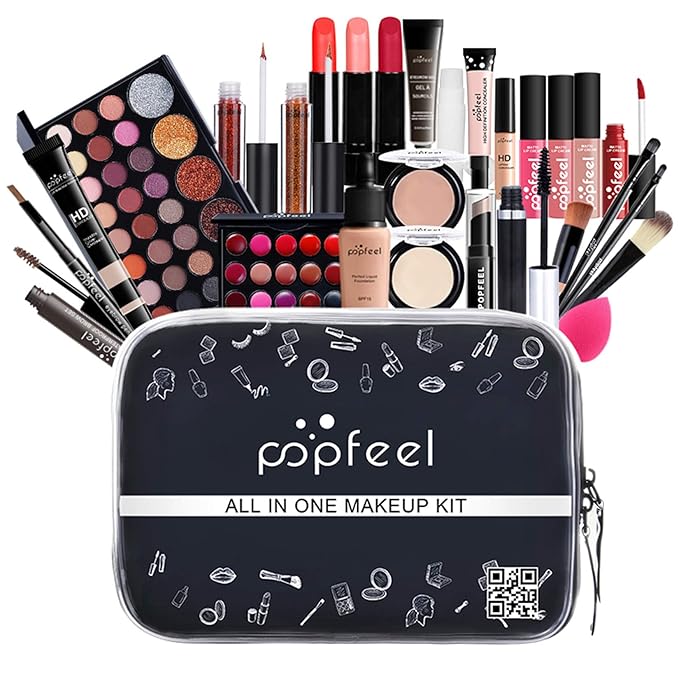 All-in-one Makeup Set Holiday Gift | Full Makeup Kit for Women Essential Starter Bundle Include Eyeshadow Palette Lipstick Blush Cream Concealer Face Powder Eyeliner Mascara Lipgloss Brush-VivaGrace Women