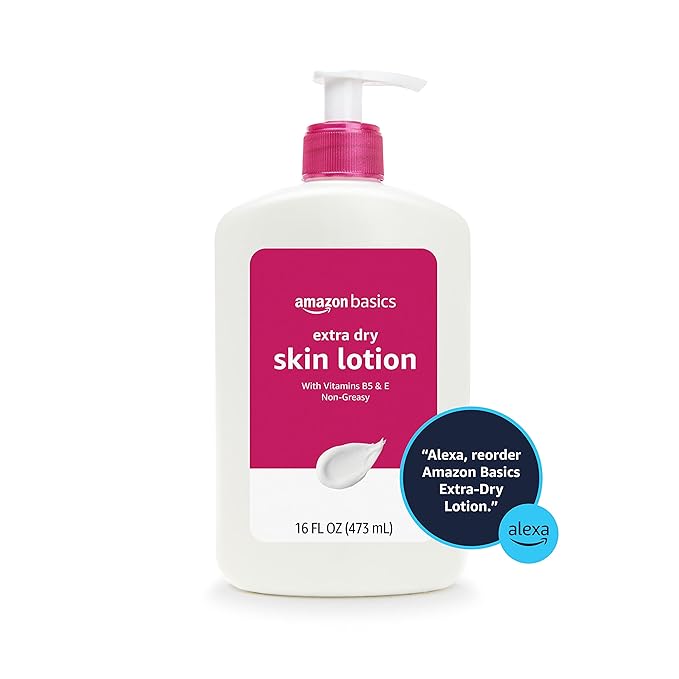 Amazon Basics Body Lotion for Extra-Dry Skin with Vitamins B5 & E, Clean Scent, 16 fl oz, Pack of 3 (Previously Solimo)-VivaGrace Women
