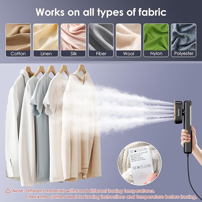 FEPPO Travel Steamer for Clothes, 110-240V Dual Voltage Portable Mini Steamer & Iron 2in1, 1100W Powerful Garment Steamer, Fast Heat Up, Travel Size, HD Display, for Home & Global & Europe Travel-VivaGrace Women