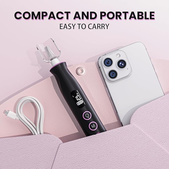 Electric Nail Drill, Cordless 2000 mAh Rechargeable Portable Nail File 12 in 1 Kit for Thick Toenails, 10 Speeds Nail Dril Machine Professional Manicure Pedicure for Hand Natural Nails Care (Black)-VivaGrace Women