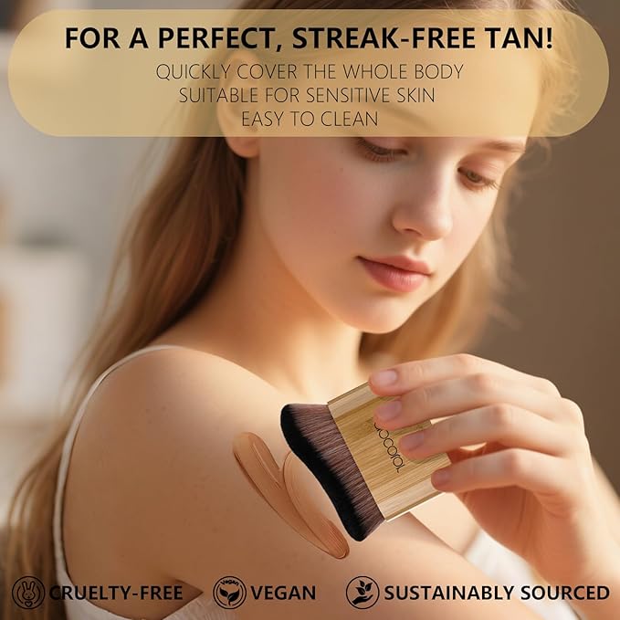 docolor Self Tanner Brush Large Body Makeup Brush, Soft Vegan Tanning Brush no stripes, for Foundation, Self-tanner, Bronzer, Self Tan Back Applicator Body + Face Self-Tan Blending Brush Gift Box-VivaGrace Women