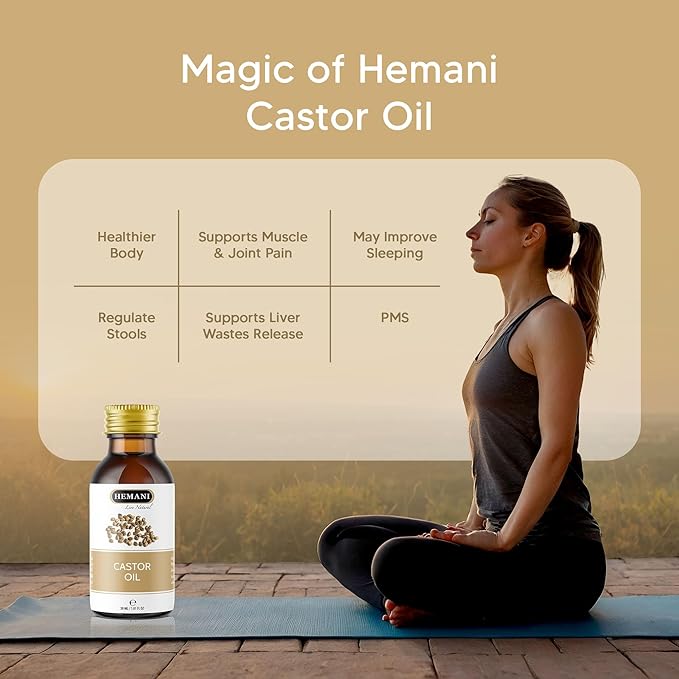 Hemani Castor Oil Ricinus communis - 30mL | Natural Skin & Hair Care, Pure Cold-Pressed Oil for Radiant Glow, Anti-Aging, Hydration & Wellness.-VivaGrace Women