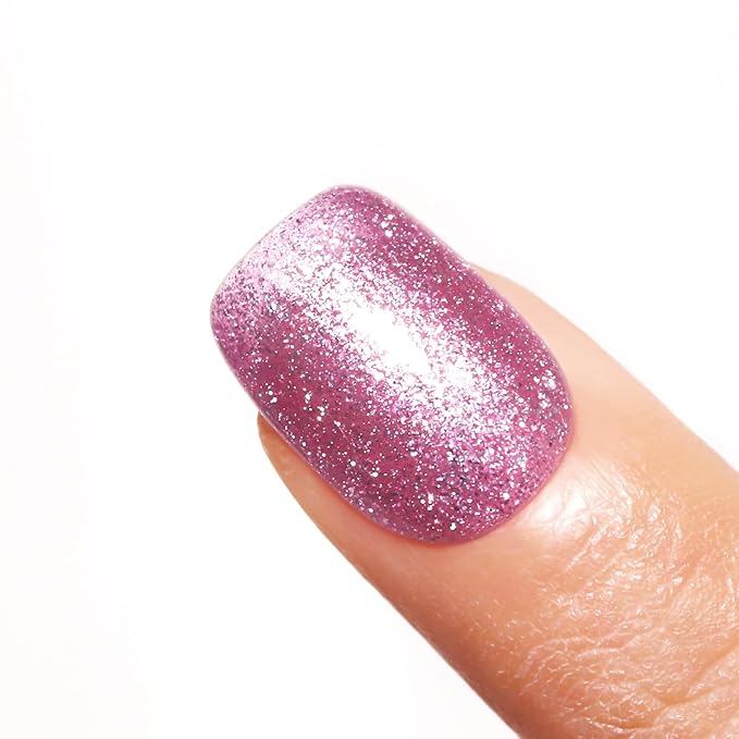 Imtiti Glitter Purple Pink Gel Nail Polish, 15ml Rose Pink Color UV/LED Soak Off Gel Polish Salon DIY Nail Art Design Manicure Gel 1Pcs