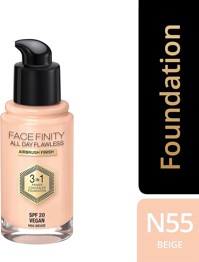 Max Factor Facefinity All Day Flawless 3 In 1 Foundation SPF 20, No. 55 Beige-VivaGrace Women