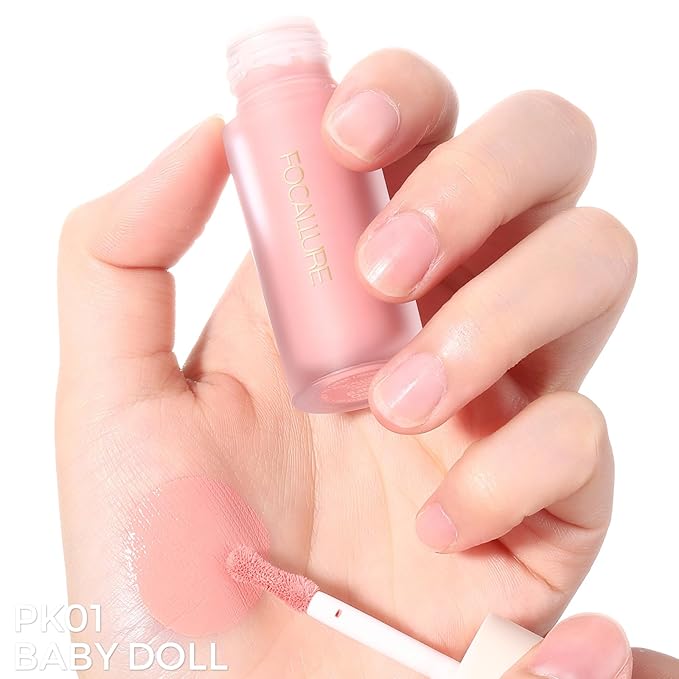 FOCALLURE Silky Cream Liquid Blush,Leaving a Matte Dewy Makeup Look,Easy to Apply and Create a Natural Flush,Long Lasting and Lightweight Cheek Blush Face Makeup,BABY DOLL-VivaGrace Women