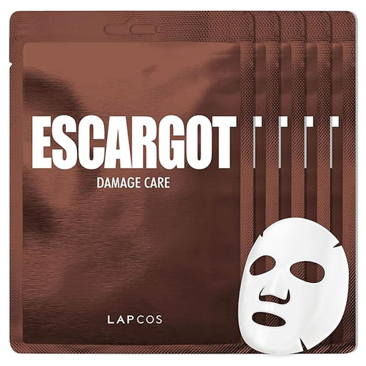 LAPCOS Escargot Sheet Mask, Daily Face Mask with Snail Filtrate to Moisturize and Soothe Skin, Korean Beauty Favorite, 5-Pack-VivaGrace Women
