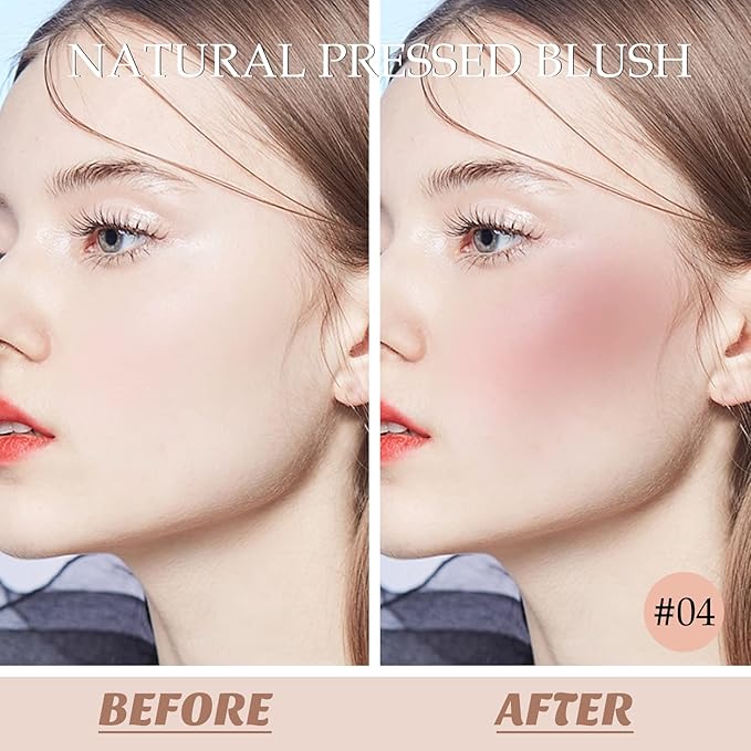 Boobeen Powder Blush, Single Color Blush Face Blush Palette Matte Baked Cream Blush Makeup Powder, High Pigment Pressed Blush for Create a Natural Cheek Flushed Look-VivaGrace Women