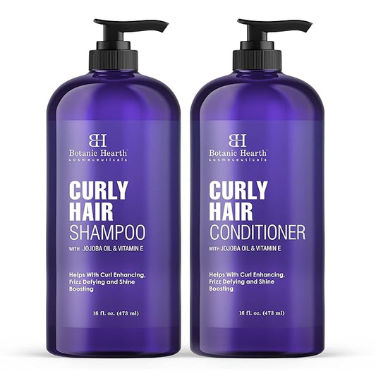 Botanic Hearth Curly Hair Shampoo and Conditioner Set For Curly Hair | Detangle, Define & Enhance Curls | With Jojoba oil & Vitamin E | Sulphate Free | 16 fl oz x 2-VivaGrace Women