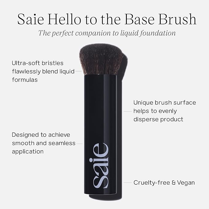 Saie The Base Foundation Brush for Liquid Makeup - Ultra-Soft Makeup Brush with Cruelty-Free, Synthetic Bristles - Designed for Foundation, Skin Tints & Cream Bronzers (1 Count)-VivaGrace Women