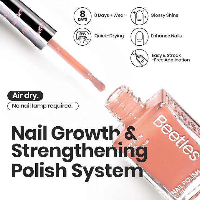 Bettles Jelly Nail Polish Set - 6 Colors Summer Quick Dry Nail Polish Kit Sheer Nude Pink Brown Nail Lacquer Regular Neutral Colors Nail Lacquer DIY Manicure Art Salon Gift for Women Girl