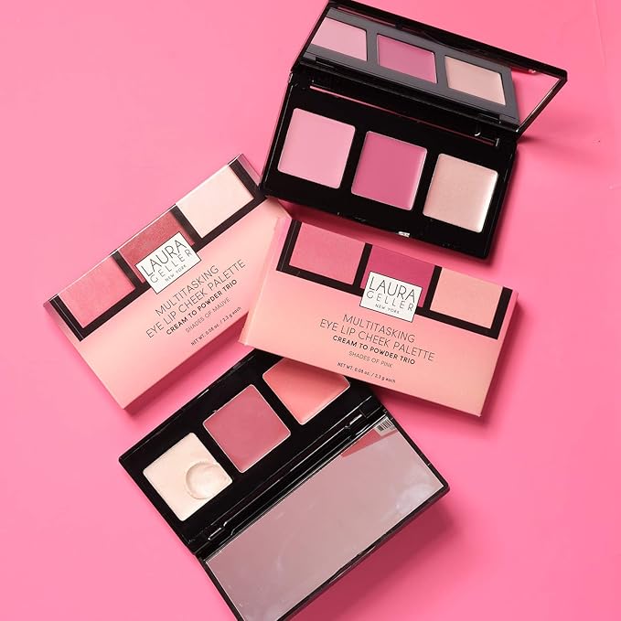 LAURA GELLER NEW YORK Multitasking Eye Lip Cheek Palette Cream to Powder Trio, Mauves-VivaGrace Women