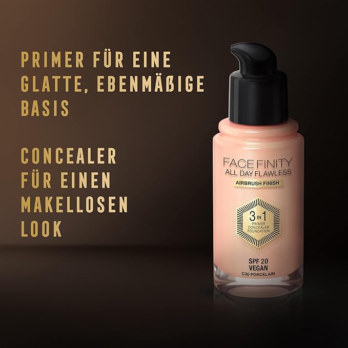 Max Factor Facefinity All Day Flawless 3 In 1 Foundation SPF 20, No. 30 Porcelain-VivaGrace Women