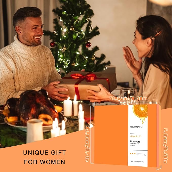 Vitamin C Daily Skin Care Set Daily Moisturizing & Nourishing Fresh Orange Essence Skin Care Set Vitamin Essence Six-piece Set-VivaGrace Women