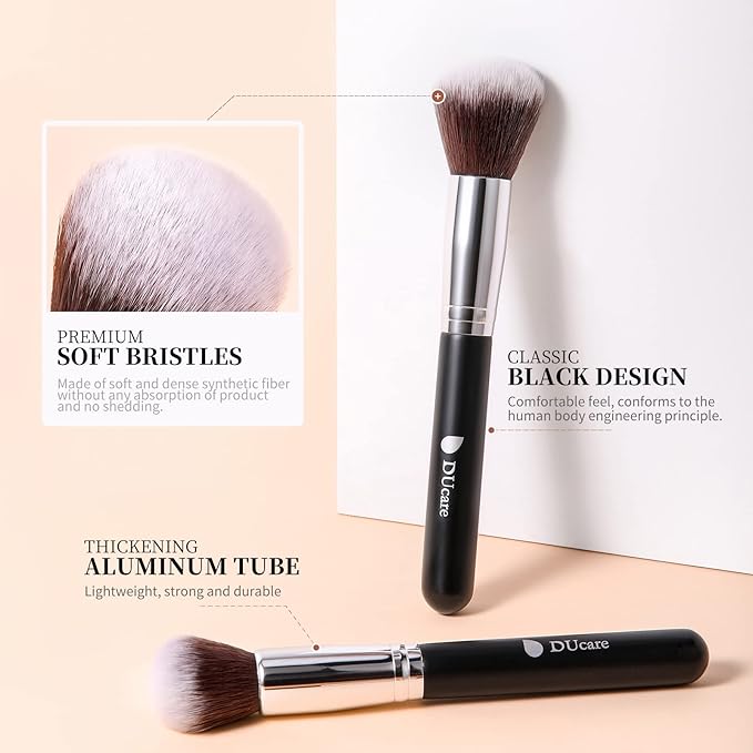 DUcare 15pcs Classic Black Makeup Brush Set with Bag Professional Soft Synthetic Foundation, Blending, Eyeshadow, Powder, Concealer Brushes for Flawless Makeup Application-VivaGrace Women