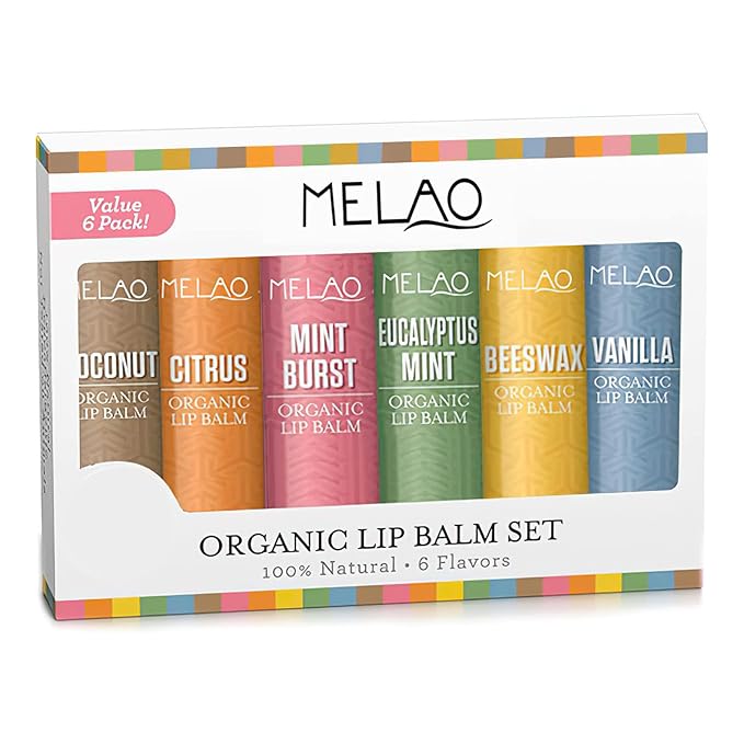 Lip Balm with Nourishing and Hydrating for Dry Cracked Lips, Natural and Organic Ingredients Lip Butters, Lip Balm Set (6 Pack), 6 Scents(Coconut, Citrus, Mint, Eucalyptus Mint, Honey, Vanilla)-VivaGrace Women