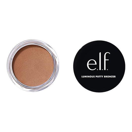 e.l.f. Luminous Putty Bronzer, Lightweight Putty-to-Powder Bronzer For A Radiant, Glowing Finish, Highly Pigmented, Vegan & Cruelty-Free, Seaside Shimmer-VivaGrace Women