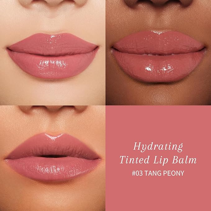 Tinted Lip Balm Plumper, Glossy, Pump Lips, Lightweight, Moisturize & Tint with Jojoba Seed Oil, Vegan Lip Balm Lip Care Present, Tang Peony-VivaGrace Women