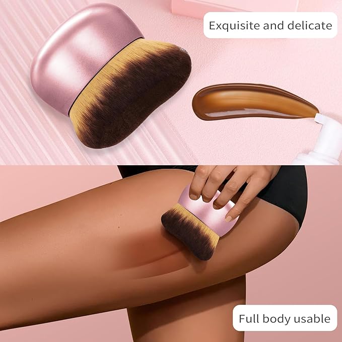 Extra Large Body Makeup Brush For Self Tanner,Leg Makeup &Bronzer Blend,75 mm Wide-headed Kabuki Brush Provides More Even& Pretty Application, Sunscreen Face&Back Makeup Brush,Wet&Dry Use-Matte (Pink)-VivaGrace Women