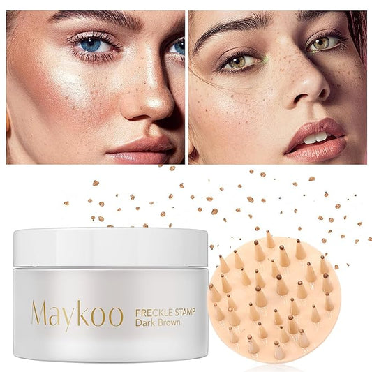 Freckle Stamp Natural Like Freckle Pen Makeup Fake Freckles Cushion Waterproof Long Lasting Quick Dry, Get Sun-kissed Stars Makeup in One Press, Dark Brown, 15 g-VivaGrace Women