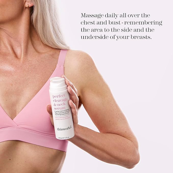This Works Perfect Cleavage & Neck Serum with Marine Algae & Hyaluronic Acid – Neck Cream Firms & Hydrates – 5 fl oz-VivaGrace Women