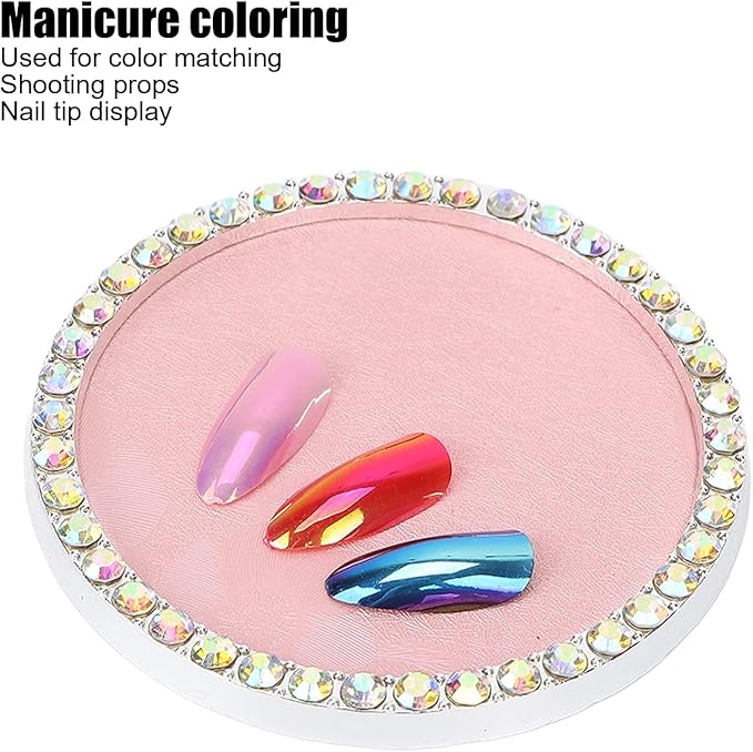 Nail Art Palette, Nail Charm Display Stand Painting Color Mixing Tray Makeup Mixing Plate, Pink-VivaGrace Women