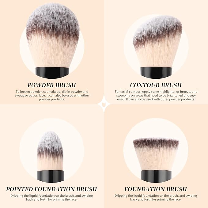 DUcare Makeup Brushes Duo End Foundation Contour Powder and Buffer Brush Bronzer Double Makeup Brush Set 2Pcs black-VivaGrace Women