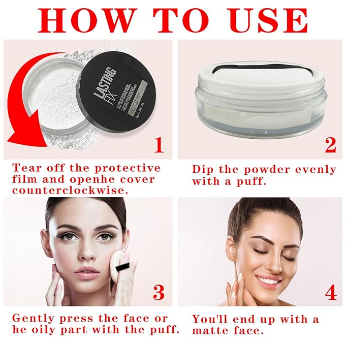 White Setting Powder Translucent Loose Setting Powder Matte Smooth Oil Control Loose Face Powder Waterproof Long Lasting Lightweight Setting Powder Makeup-VivaGrace Women