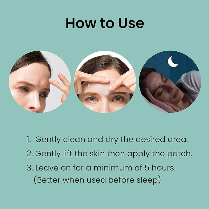 Advanced Wrinkle Patches 60ct Smile Line, Frown Line Wrinkle Patches for Facial Korean Skin Care Face Wrinkle Tape Invisible Overnight with Retinol & Collagen (Large (Forehead))-VivaGrace Women