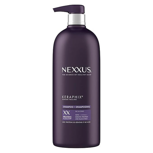 Nexxus Keraphix Shampoo With ProteinFusion for Damaged Hair Keratin Protein, Black Rice, Silicone-Free 33.8 oz-VivaGrace Women