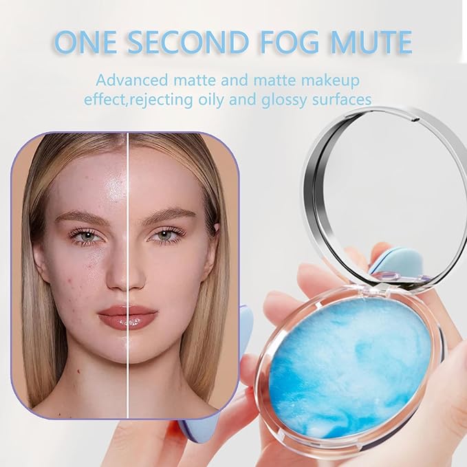 Chillab Lavender Matte Powder,Oil Control Face Pressed Powder Face Setting Powder with Mini Powder Puff for Silky Flawless Long-Lasting Lightweight Skin-friendly Face Cosmetics (Floating Cloud)-VivaGrace Women