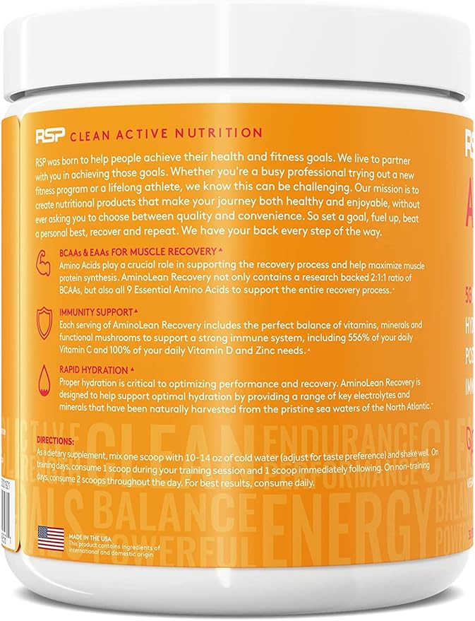 AminoLean Hydrating Electrolyte Powder and Recovery Drink with Sea Minerals, Nootropic Mushrooms, and Vegan Amino Acids, BCAAs + EAAs for Post Workout Muscle Building, Blood Orange-VivaGrace Women