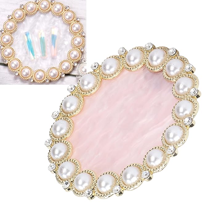 Resin Stone Nail Art Palette, Nail Art Display Board Cosmetic Nail Mixing Palette Drawing Color Mixing Nail Art Painting Gel Palette Tips Display Plate(Golden)-VivaGrace Women