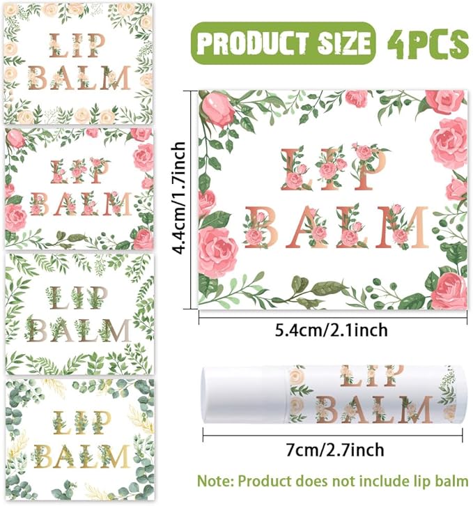OLYCRAFT 100Pcs Self-Adhesive Lip Balm Tag Stickers 1.7x2.1 inch Waterproof Adhesive Label with Flower Patterns Rectangle Lipstick Tag Sticker for Lip Balm Container Tubes Lipstick Wrapping Decoration-VivaGrace Women