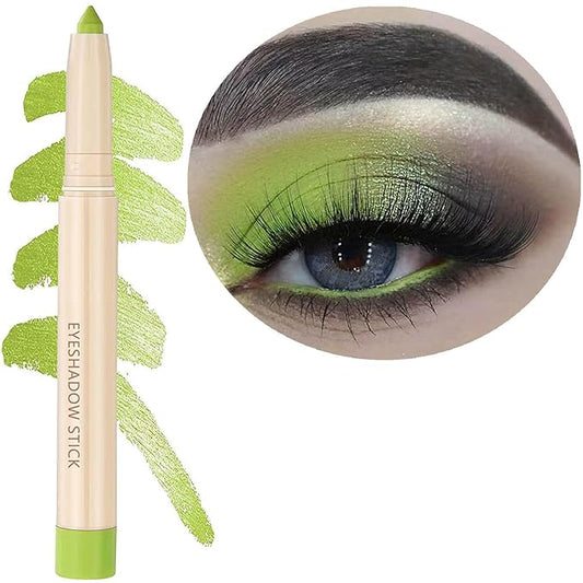 Green Eyeshadow Stick, Smooth Cream Shimmer Eyeshadow Pencil, Waterproof Long Lasting High Pigmented Hypoallergenic Eye Shadow Highlighter Stick Create Multi-Dimension Eyes Look(08# Grass Green)-VivaGrace Women