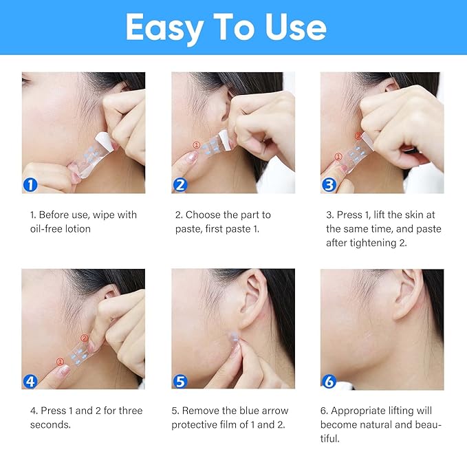 Senhorita Face Lift Tape, 120Pcs Instant Face Lift Tape Invisible, Face Tape Lifting Hide Double Chin and Wrinkles, Lifting Saggy Skin-VivaGrace Women