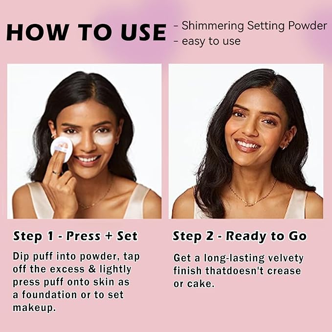 Oil Control Loose Powder Makeup Pink Translucent Setting Powder Shimmer Long Lasting Lightweight Polvo Traslucido Maquillaje Para Mujer Face Powder Makeup - 02 Pink Shimmer-VivaGrace Women