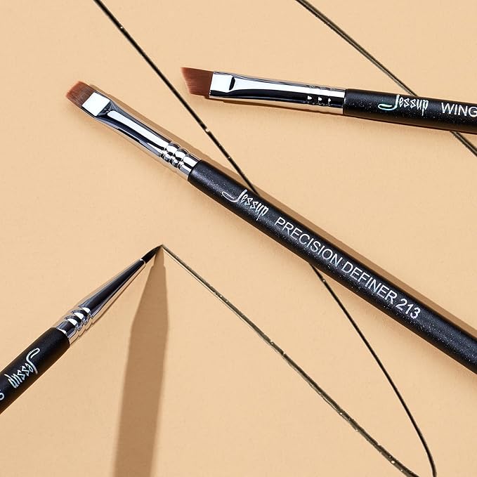 Jessup Eyeliner Brush Set, 3pcs Pro Precision Eyeliner Brushes Fine Point Angled Thin Gel Liquid Flat Winged Eye Liner Brush, Black T346-VivaGrace Women