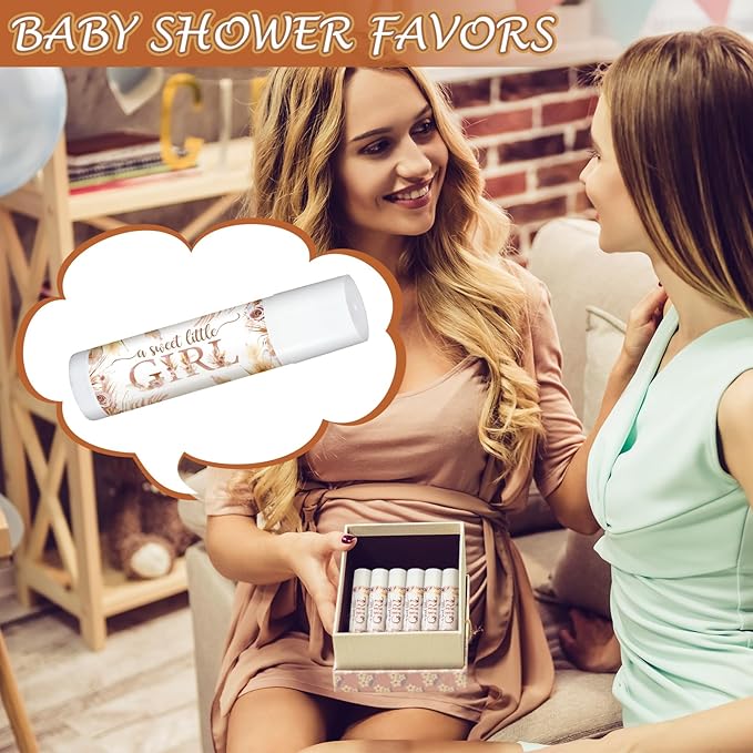 50 Pack Boho Baby Shower Lip Balm Party Supplies Bulk for Girls Guests Boys Baby Shower Gifts Neutral Gender Reveal Favors Prizes Souvenirs Winners Thank You Appreciation Gifts-VivaGrace Women