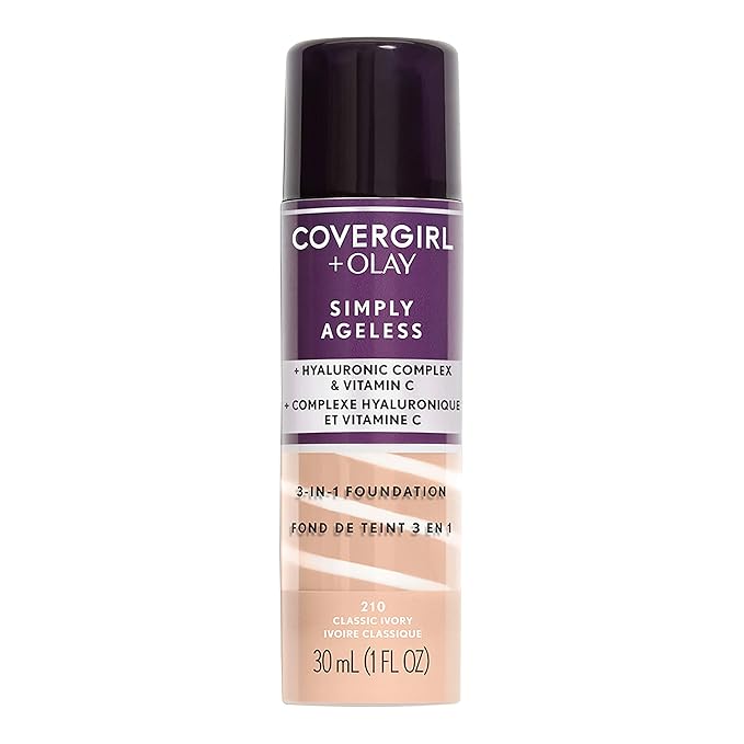 COVERGIRL+OLAY Simply Ageless 3-in-1 Liquid Foundation, Classic Ivory & Clean Invisible Loose Powder - Loose Powder, Setting Powder, Vegan Formula - Translucent Fair, 20g (0.7 oz)-VivaGrace Women