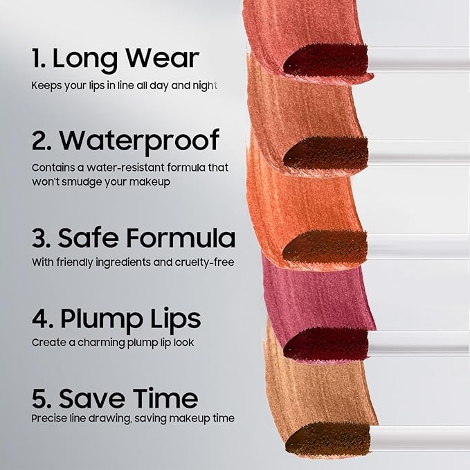 Lip Stain Peel Off - Lip Liner Waterproof, Lip Liner Stain Transfer Proof & Plumping, Moisturizing Non-Stick Cup Matte Finish Stay On All Day, Mauve Color-VivaGrace Women