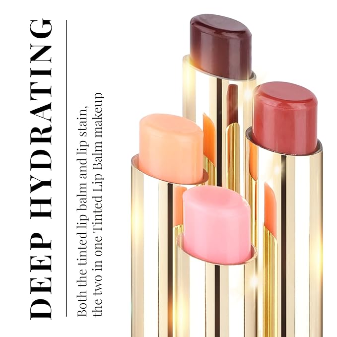 KYDA Tinted Lip Balm, Hydrating Sheer Formula Lip Balm, Natural Glossy Finish, Moisturizing Lip Care Balm for Dry Lips, Peach Candy-VivaGrace Women