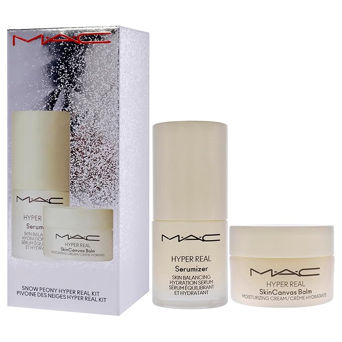 Bizzare Blizzard Snow Peony Hyper Real Kit by MAC for Women - 2 Pc 0.5oz Hyper Real Serum, 0.5oz Hyper Real Cream-VivaGrace Women