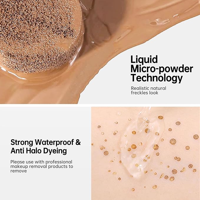 Freckle Stamp Natural Like Freckle Pen Makeup Fake Freckles Cushion Waterproof Long Lasting Quick Dry, Get Sun-kissed Stars Makeup Freckle in One Press, Chestnut, 15g-VivaGrace Women